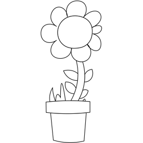 Seedling in a pot black and white clipart free download