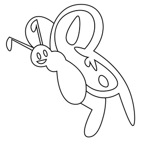 Cartoon butterfly black and white clipart