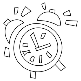 Ringing alarm clock illustration black and white clipart