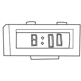 Morning digital alarm clock black and white clipart
