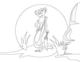 Ice age Buck cartoon character black and white vector