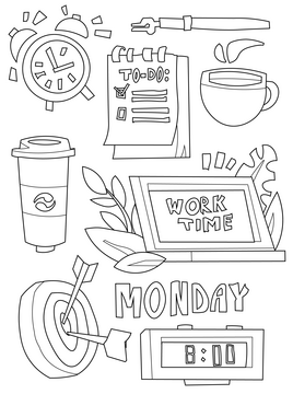 Monday elements black and white vector