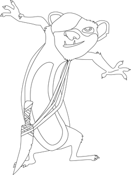 Ice age Buck cartoon character black and white clipart