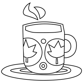 Free autumn mug black and white clipart