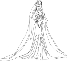 Corpse bride drawing black and white clipart