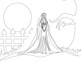 Corpse bride drawing black and white vector