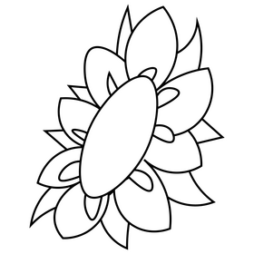 Sunflower cartoon black and white clipart