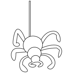 Hanging spider drawing black and white clipart