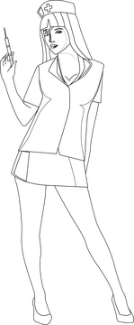 Devil nurse drawing black and white clipart