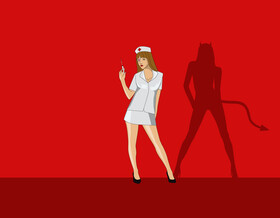 Devil nurse drawing vector