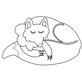 Sleeping fox black and white clipart