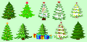Decorated Christmas Trees vector