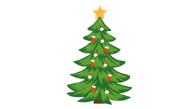 Decorated Christmas Tree with a Star on Top clipart