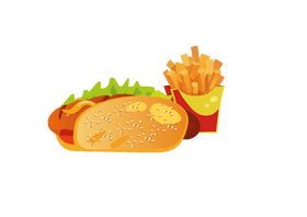 Hot Dog with Fries in the Box clipart
