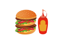 Double Beef Big Mac Hamburger with Ketchup clipart