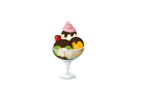 Fruit Scoop Ice Cream in a Glass Cup clipart
