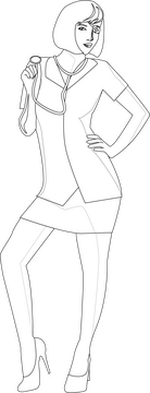 Devil nurse black and white clipart