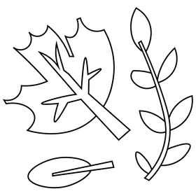 Cartoon autumn leaves black and white clipart