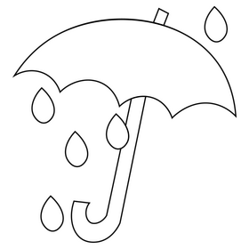 Umbrella and rain black and white clipart