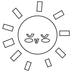 Cartoon sun black and white clipart