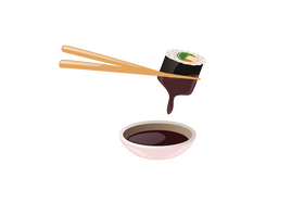 Sushi on a Stick with Sauce clipart