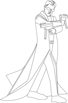 Neo Matrix drawing black and white clipart