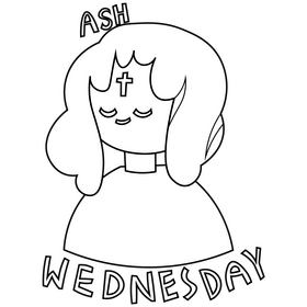 Ash wednesday girl black and white clipart