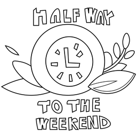 Halfway to the weekend, wednesday black and white clipart