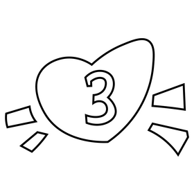 Wednesday heart, three on heart black and white clipart
