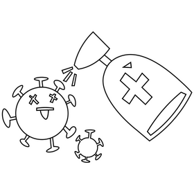 Hand sanitizer spray black and white clipart