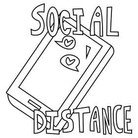 Social distance black and white clipart