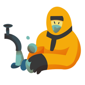 Disinfection worker cleaning hands clipart