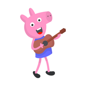 Peppa Pig playing guitar clipart