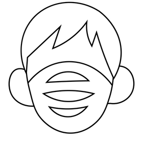 Man with respirator face mask portrait cartoon black and white clipart