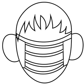 Man with face mask portrait cartoon black and white clipart