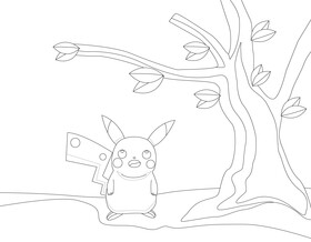 Pikachu Pokemon black and white vector