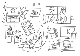Isolation cartoon set black and white vector