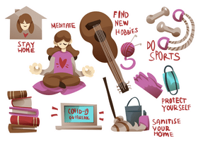 Isolation routine cartoon set vector