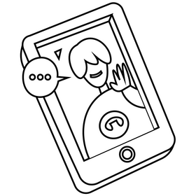 Isolation phone call black and white clipart
