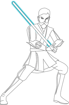 Obi wan Kenobi black and white clipart