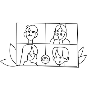 Isolation webinar black and white clipart