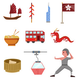 Hong Kong traditional symbols vector