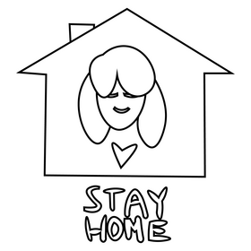 Isolation routine, stay home black and white clipart