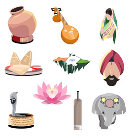 India traditional symbols vector