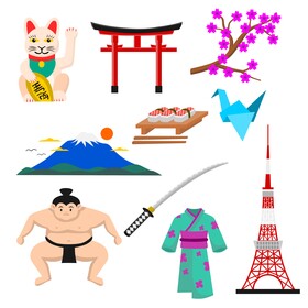 Japan traditional symbols vector