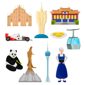 Macau traditional symbols vector