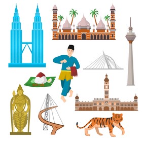 Malaysia traditional symbols vector
