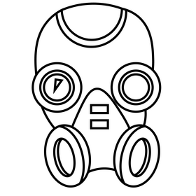 Medical respirator mask drawing black and white clipart