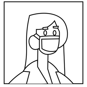 Personnel citizen during coronavirus pandemic black and white clipart