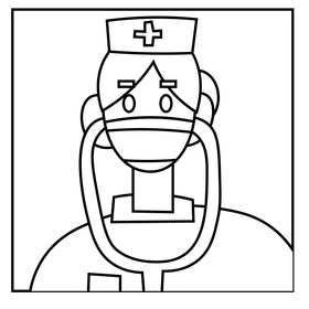 Personnel health worker during coronavirus pandemic black and white clipart